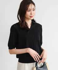 FKFGD54140 MK MICHEL KLEIN(MK ミッシェルクラン) [洗える]衿付きスキッパーデザインニット ベージュ（ボーダー）