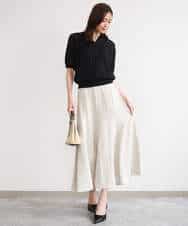 FKFGD54140 MK MICHEL KLEIN(MK ミッシェルクラン) [洗える]衿付きスキッパーデザインニット ベージュ（ボーダー）