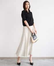 FKFGD54140 MK MICHEL KLEIN(MK ミッシェルクラン) [洗える]衿付きスキッパーデザインニット ベージュ（ボーダー）