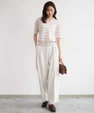 FKFGD54140 MK MICHEL KLEIN(MK ミッシェルクラン) [洗える]衿付きスキッパーデザインニット ベージュ（ボーダー）