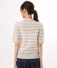 FKFGD54140 MK MICHEL KLEIN(MK ミッシェルクラン) [洗える]衿付きスキッパーデザインニット ベージュ（ボーダー）