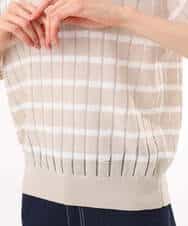 FKFGD54140 MK MICHEL KLEIN(MK ミッシェルクラン) [洗える]衿付きスキッパーデザインニット ベージュ（ボーダー）