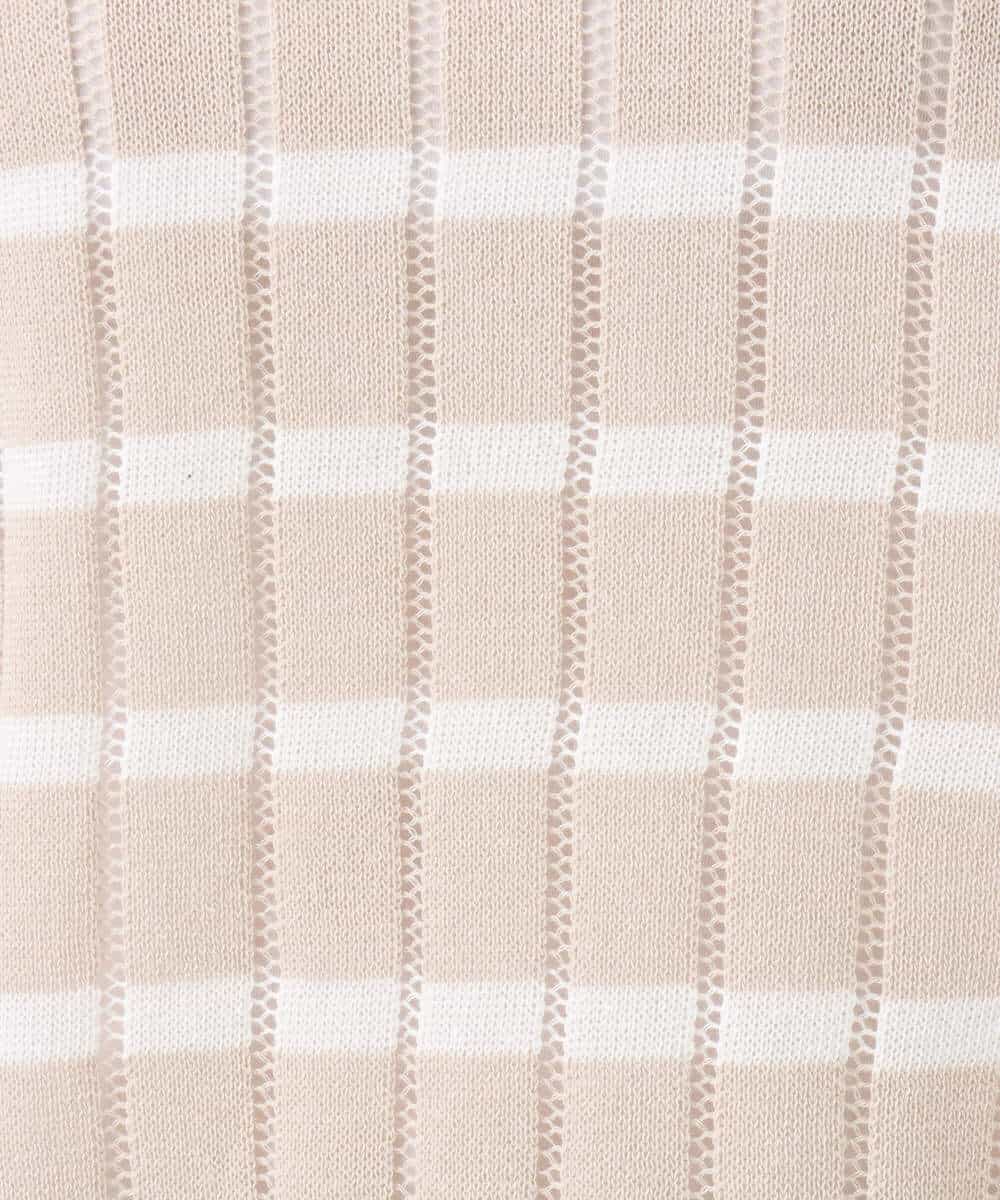 FKFGD54140 MK MICHEL KLEIN(MK ミッシェルクラン) [洗える]衿付きスキッパーデザインニット ベージュ（ボーダー）