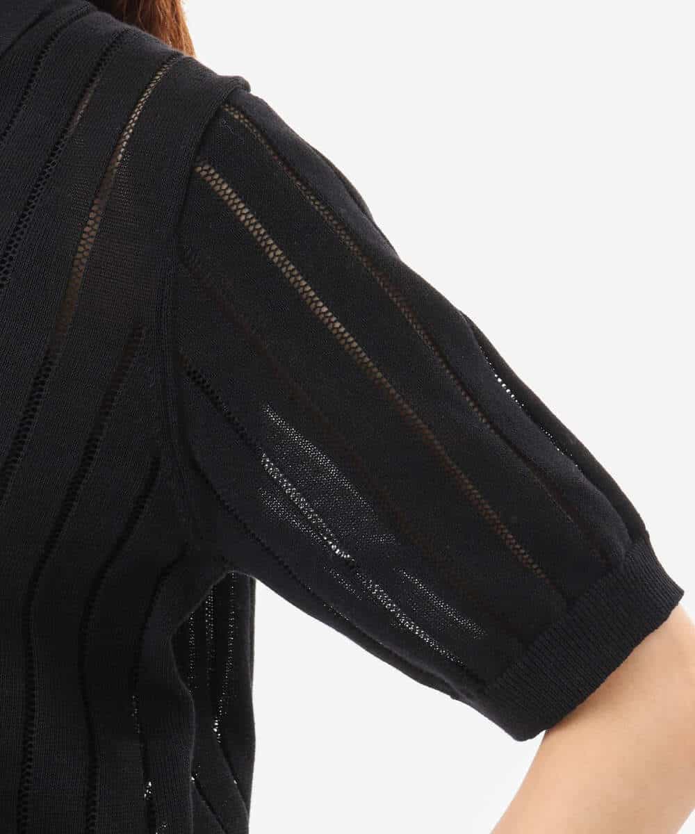 FKFGD54140 MK MICHEL KLEIN(MK ミッシェルクラン) [洗える]衿付きスキッパーデザインニット ベージュ（ボーダー）