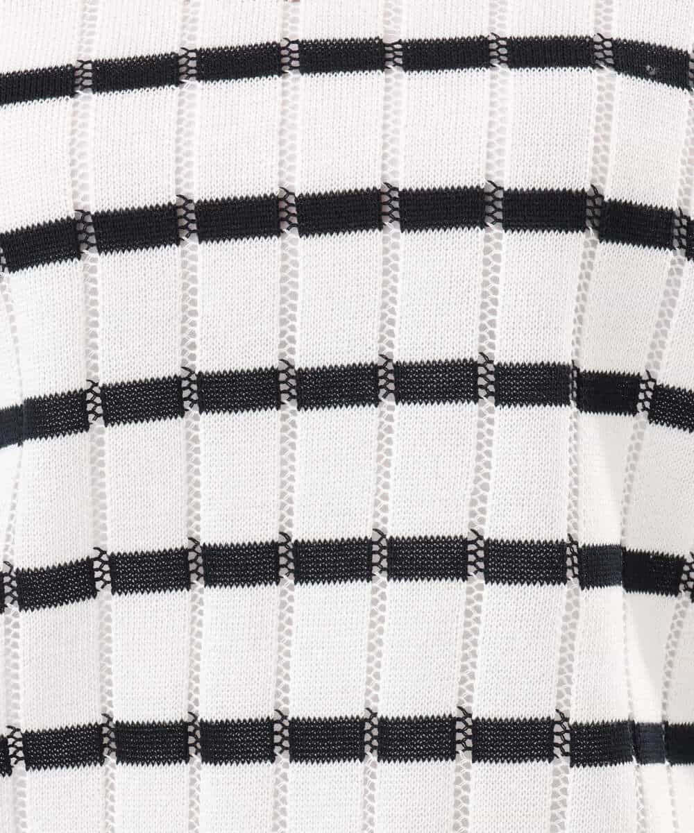 FKFGD54140 MK MICHEL KLEIN(MK ミッシェルクラン) [洗える]衿付きスキッパーデザインニット ベージュ（ボーダー）