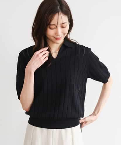 FKFGD54140 MK MICHEL KLEIN [洗える]衿付きスキッパーデザインニット