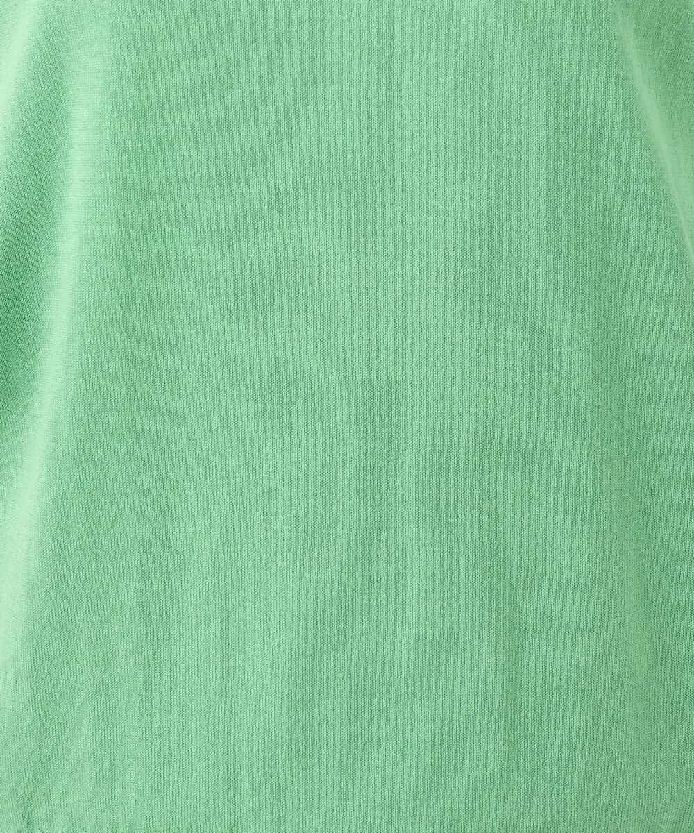 FKFGS28110 MK MICHEL KLEIN(MK ミッシェルクラン) バックパール調釦デザイン半袖ニット/洗える グリーン