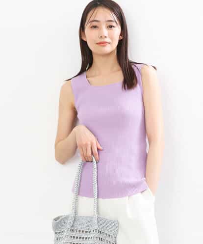 FKFGS29070 MK MICHEL KLEIN スクエアネックリブタンクトップ/洗える