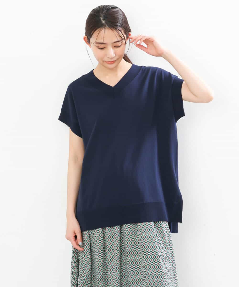 FKFGS32120 MK MICHEL KLEIN(MK ミッシェルクラン) Vネックチュニックニット/洗える パープル