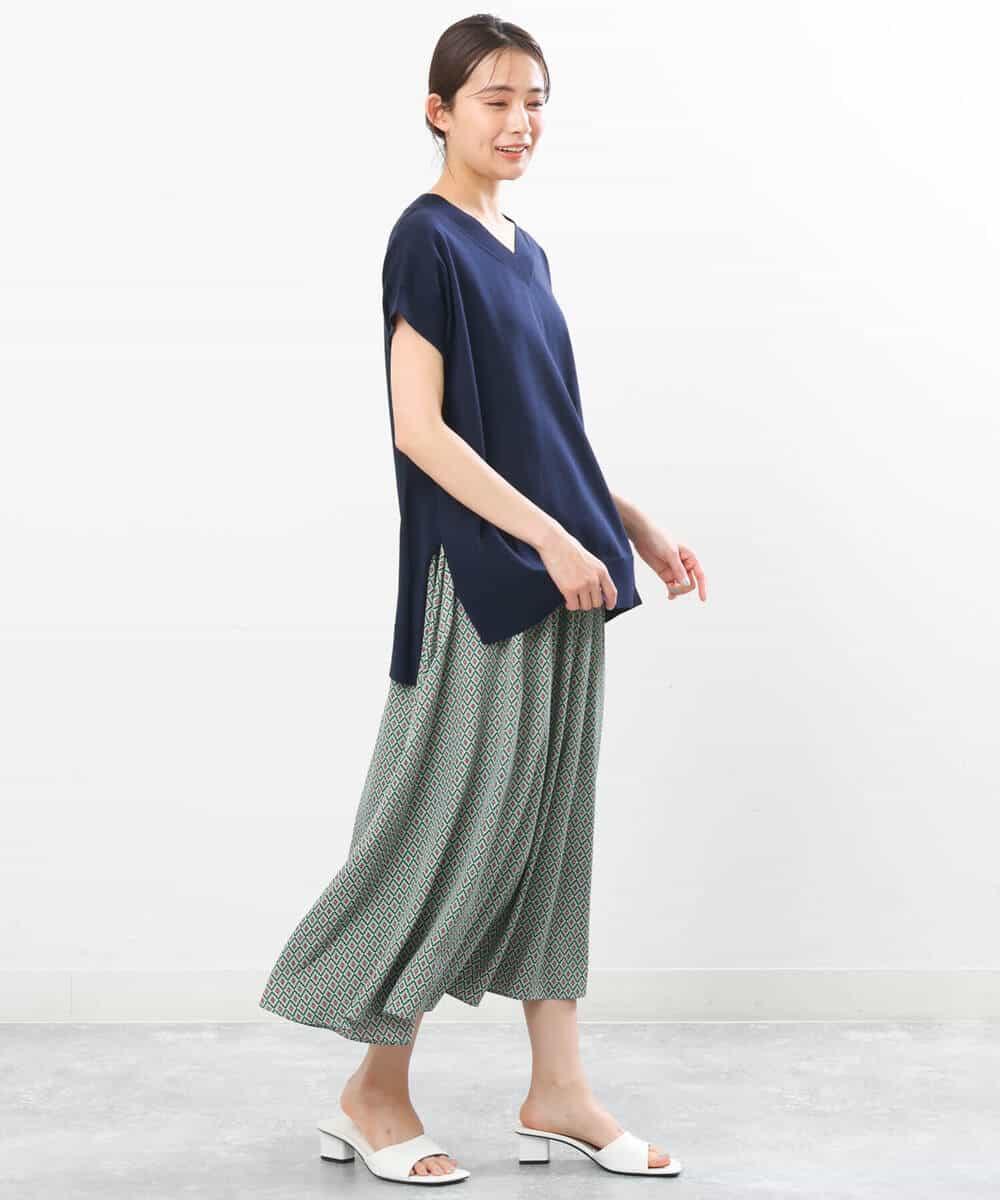 FKFGS32120 MK MICHEL KLEIN(MK ミッシェルクラン) Vネックチュニックニット/洗える パープル