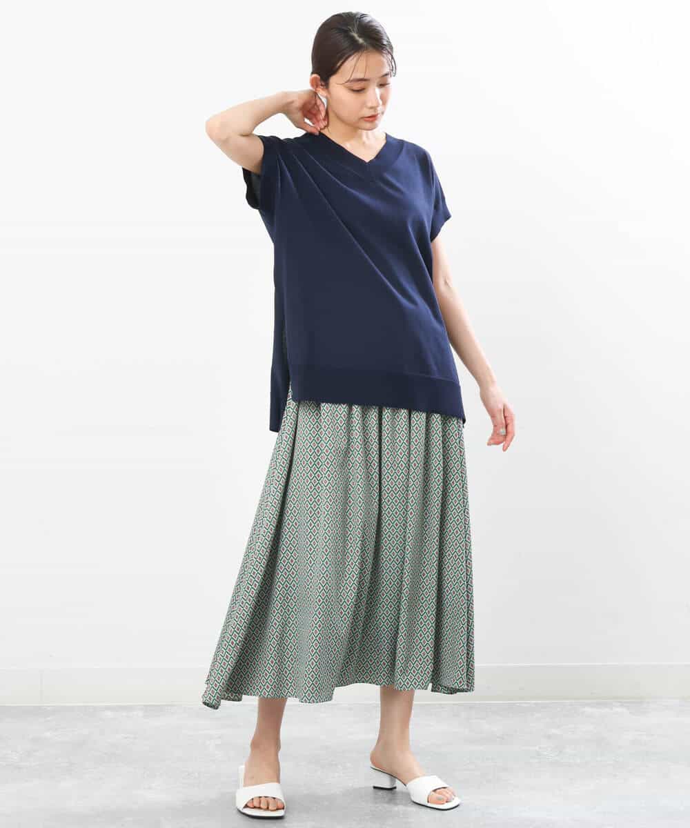 FKFGS32120 MK MICHEL KLEIN(MK ミッシェルクラン) Vネックチュニックニット/洗える パープル