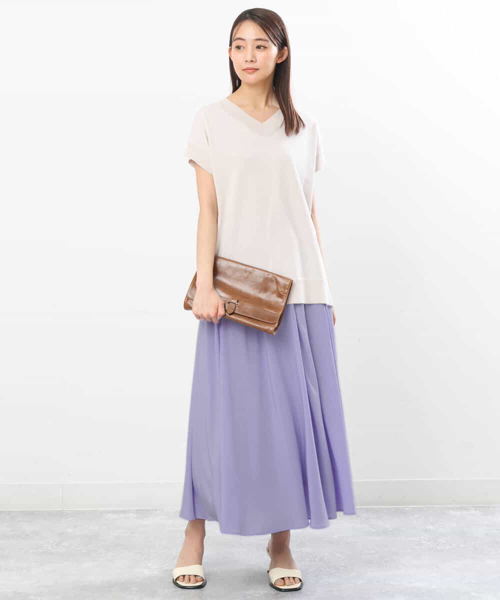 FKFGS32120 MK MICHEL KLEIN(MK ミッシェルクラン) Vネックチュニックニット/洗える パープル