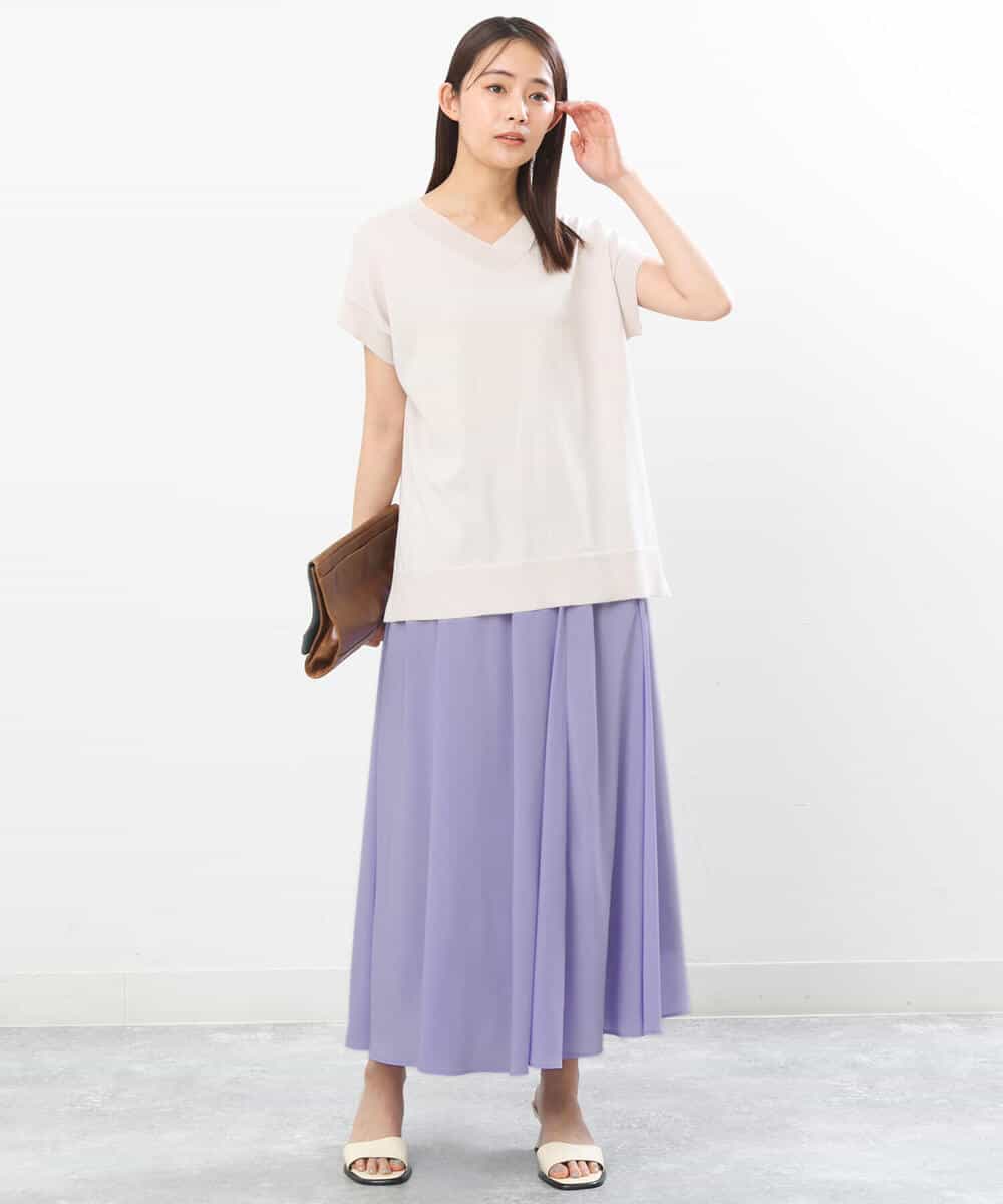 FKFGS32120 MK MICHEL KLEIN(MK ミッシェルクラン) Vネックチュニックニット/洗える パープル