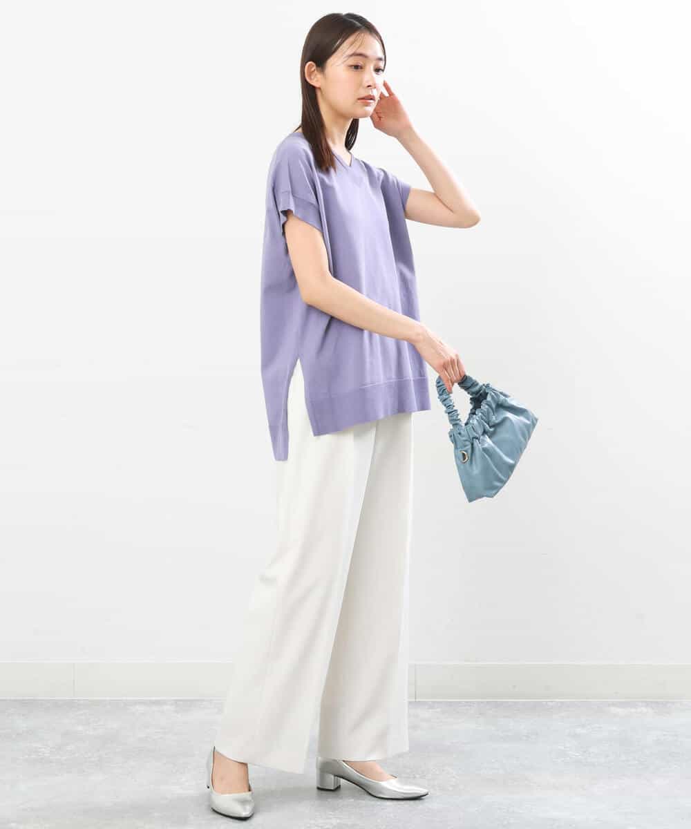 FKFGS32120 MK MICHEL KLEIN(MK ミッシェルクラン) Vネックチュニックニット/洗える パープル
