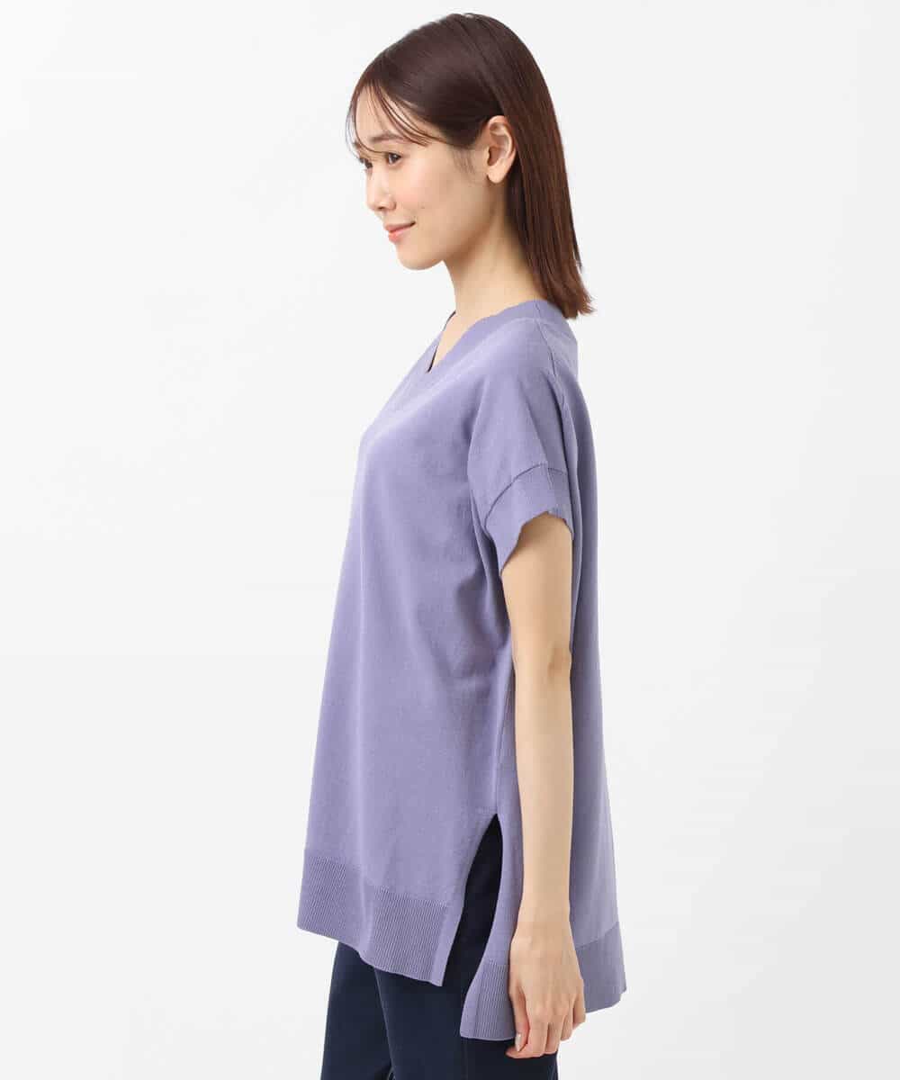 FKFGS32120 MK MICHEL KLEIN(MK ミッシェルクラン) Vネックチュニックニット/洗える パープル