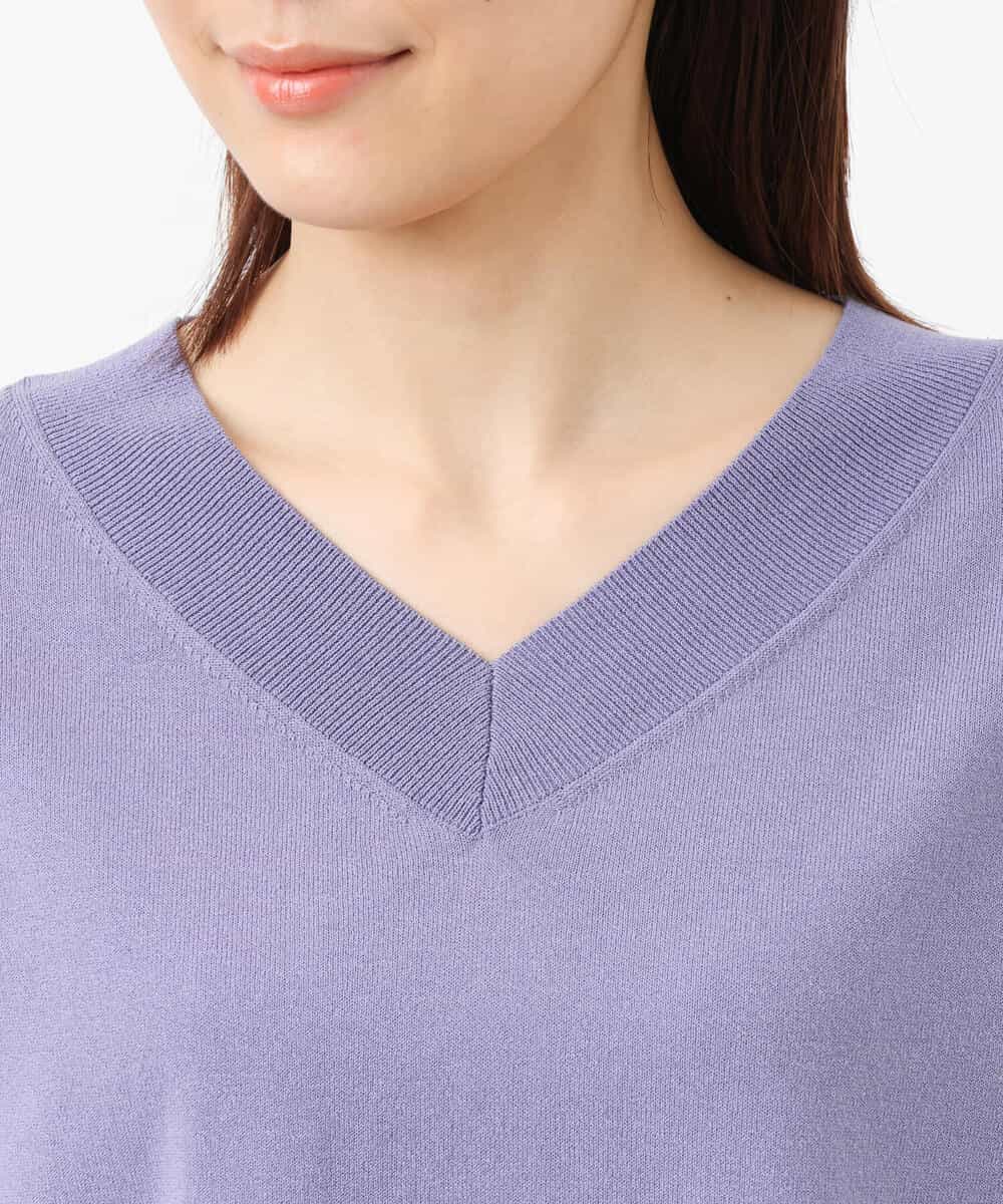 FKFGS32120 MK MICHEL KLEIN(MK ミッシェルクラン) Vネックチュニックニット/洗える パープル