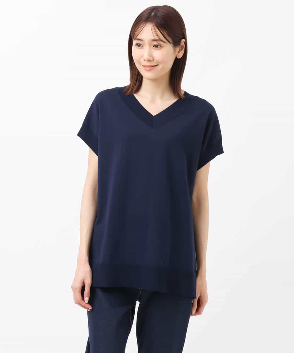FKFGS32120 MK MICHEL KLEIN(MK ミッシェルクラン) Vネックチュニックニット/洗える パープル