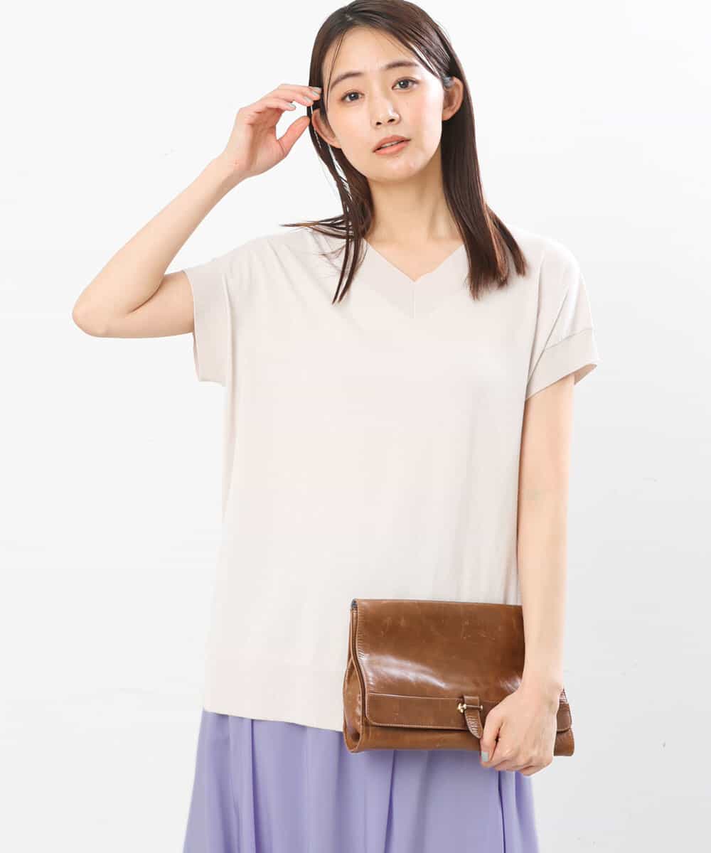 FKFGS32120 MK MICHEL KLEIN(MK ミッシェルクラン) Vネックチュニックニット/洗える ベージュ