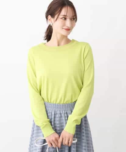 FKFGV26120 MK MICHEL KLEIN シアーネック切替えニット/洗える
