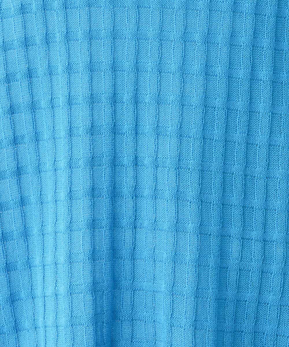 FKFGV40120 MK MICHEL KLEIN(MK ミッシェルクラン) シアーチェック編み柄チュニックニット/洗える ブルー
