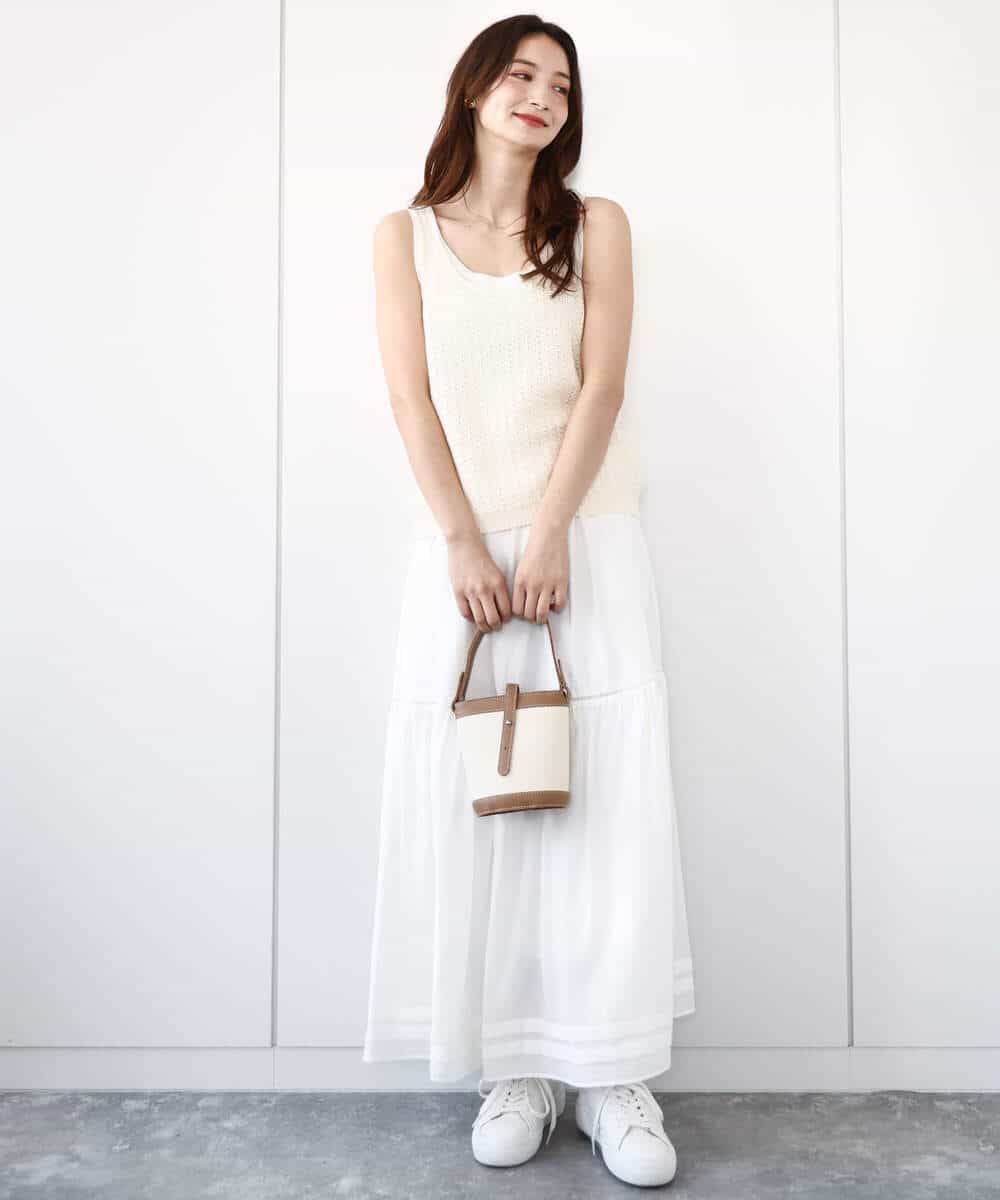FKFHA50080 MK MICHEL KLEIN(MK ミッシェルクラン) タック編みタンクトップニット/洗える オレンジピーチ
