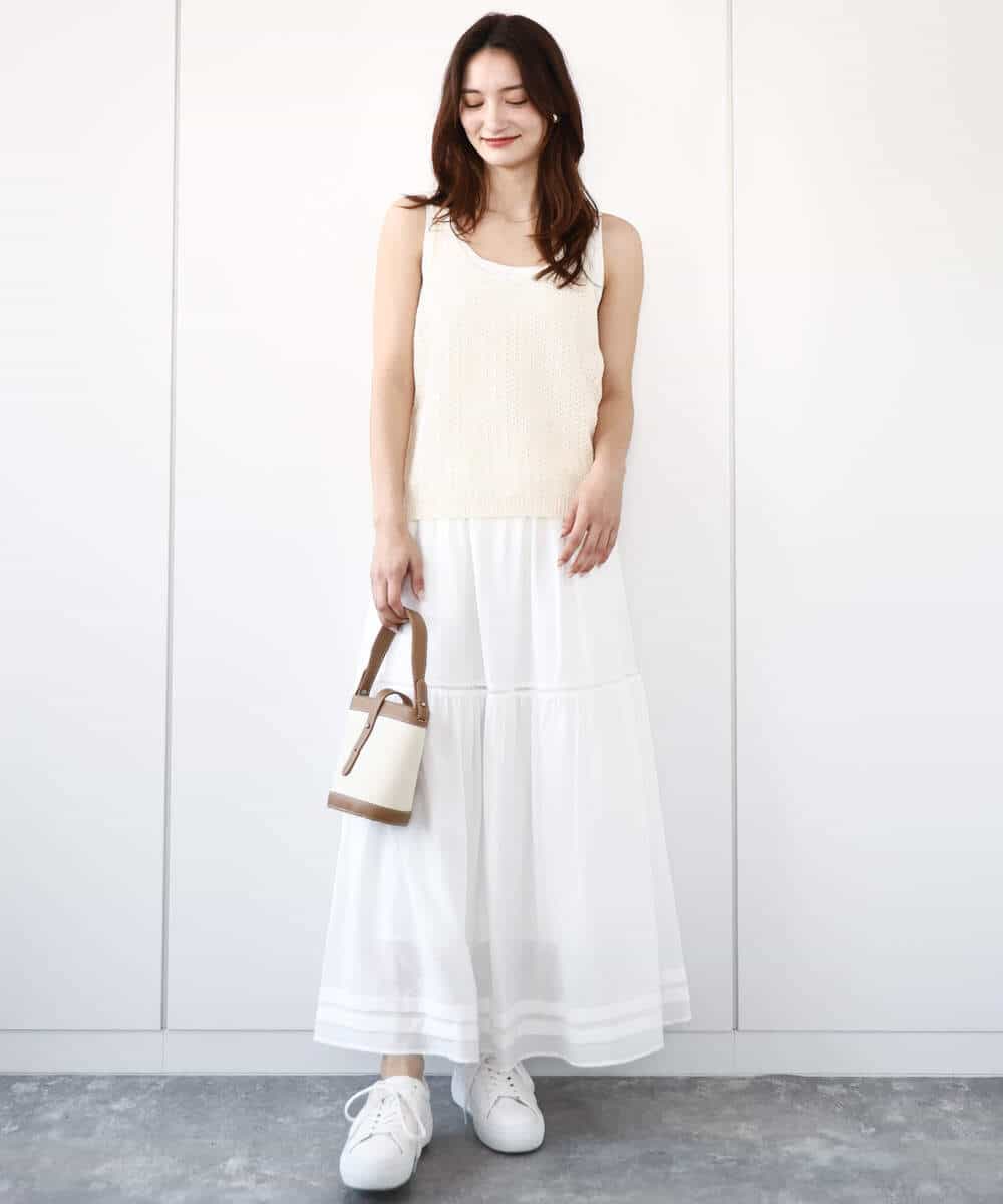 FKFHA50080 MK MICHEL KLEIN(MK ミッシェルクラン) タック編みタンクトップニット/洗える オレンジピーチ