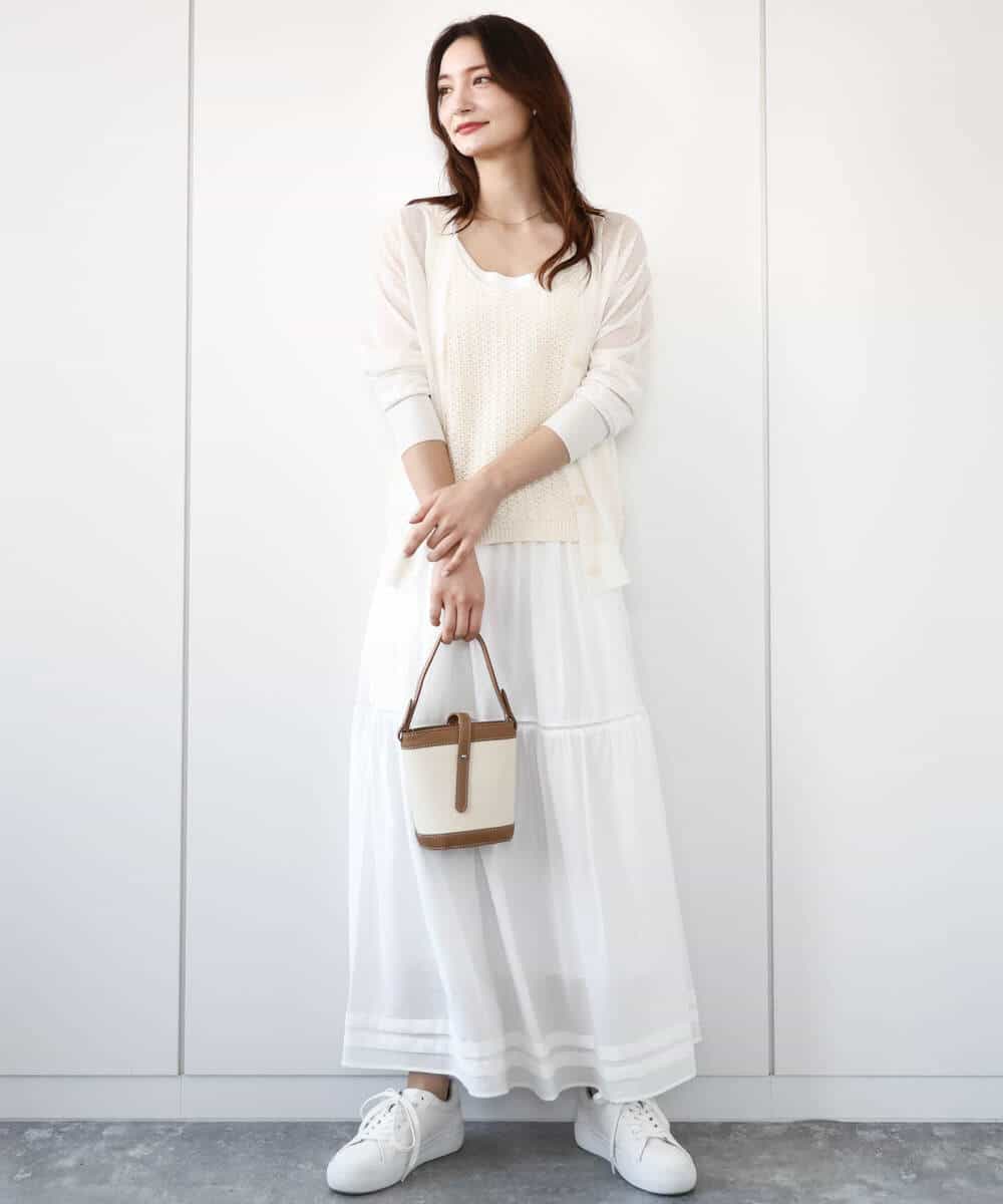 FKFHA50080 MK MICHEL KLEIN(MK ミッシェルクラン) タック編みタンクトップニット/洗える オレンジピーチ