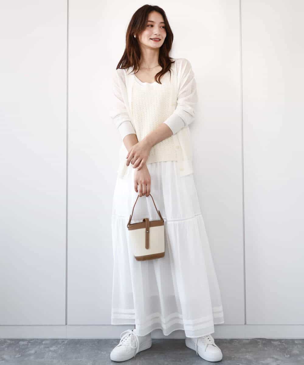 FKFHA50080 MK MICHEL KLEIN(MK ミッシェルクラン) タック編みタンクトップニット/洗える オレンジピーチ