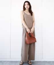FKFHA50080 MK MICHEL KLEIN(MK ミッシェルクラン) タック編みタンクトップニット/洗える オレンジピーチ