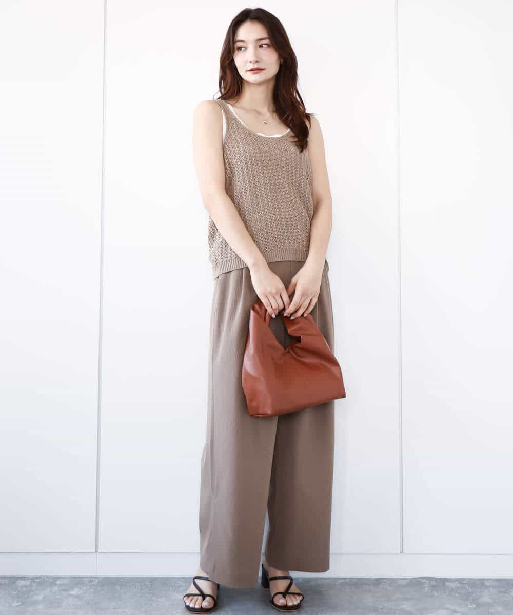FKFHA50080 MK MICHEL KLEIN(MK ミッシェルクラン) タック編みタンクトップニット/洗える オレンジピーチ