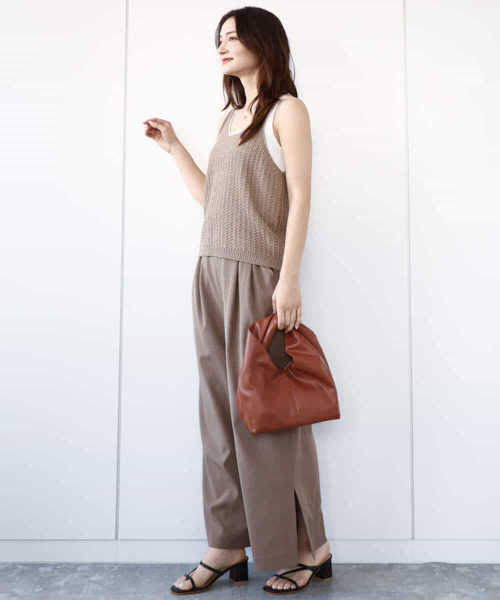 FKFHA50080 MK MICHEL KLEIN(MK ミッシェルクラン) タック編みタンクトップニット/洗える オレンジピーチ