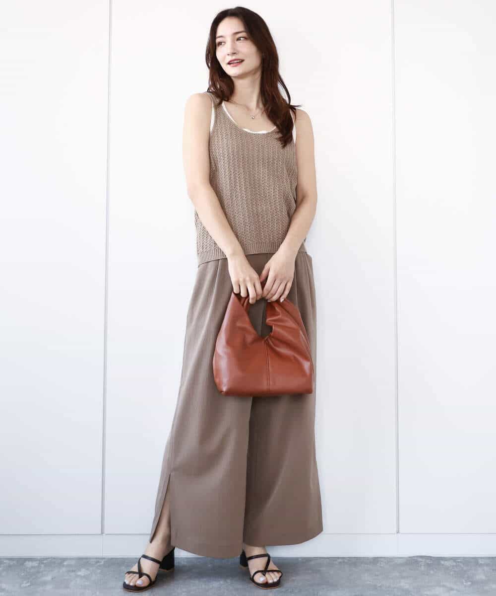 FKFHA50080 MK MICHEL KLEIN(MK ミッシェルクラン) タック編みタンクトップニット/洗える オレンジピーチ