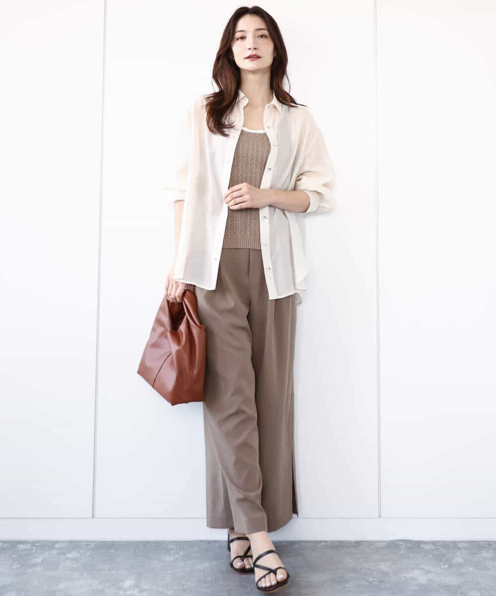 FKFHA50080 MK MICHEL KLEIN(MK ミッシェルクラン) タック編みタンクトップニット/洗える オレンジピーチ