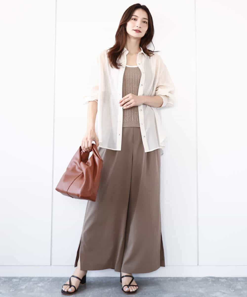 FKFHA50080 MK MICHEL KLEIN(MK ミッシェルクラン) タック編みタンクトップニット/洗える オレンジピーチ