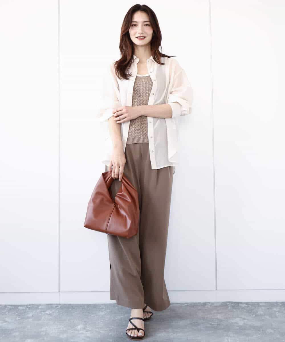 FKFHA50080 MK MICHEL KLEIN(MK ミッシェルクラン) タック編みタンクトップニット/洗える オレンジピーチ