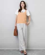 FKFHA50080 MK MICHEL KLEIN(MK ミッシェルクラン) タック編みタンクトップニット/洗える オレンジピーチ