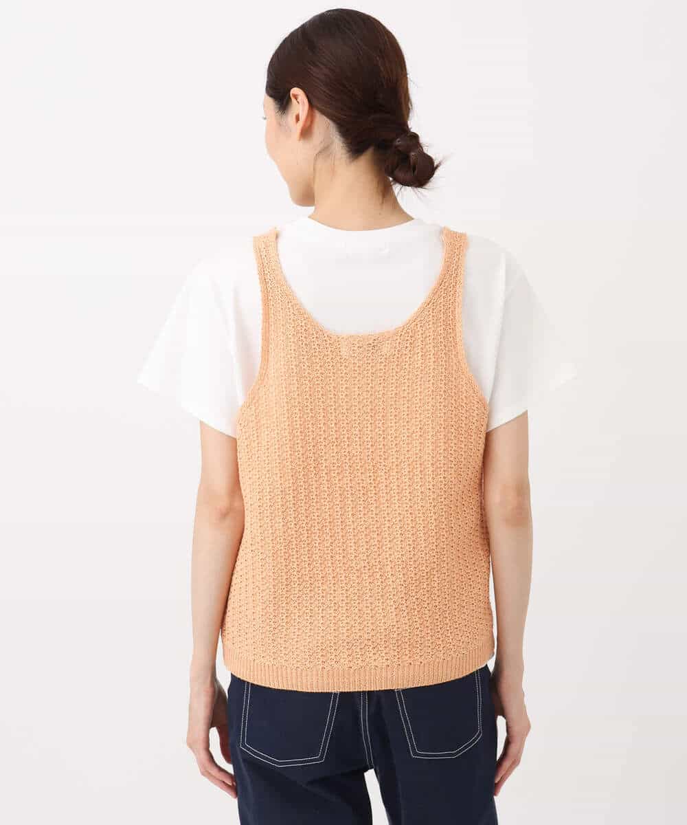 FKFHA50080 MK MICHEL KLEIN(MK ミッシェルクラン) タック編みタンクトップニット/洗える オレンジピーチ