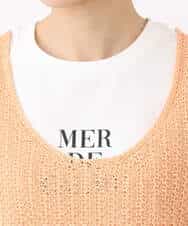 FKFHA50080 MK MICHEL KLEIN(MK ミッシェルクラン) タック編みタンクトップニット/洗える オレンジピーチ