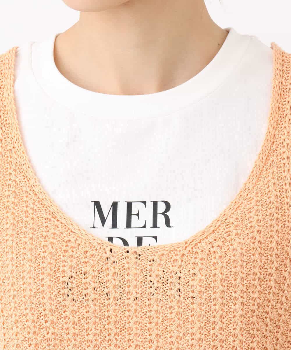 FKFHA50080 MK MICHEL KLEIN(MK ミッシェルクラン) タック編みタンクトップニット/洗える オレンジピーチ