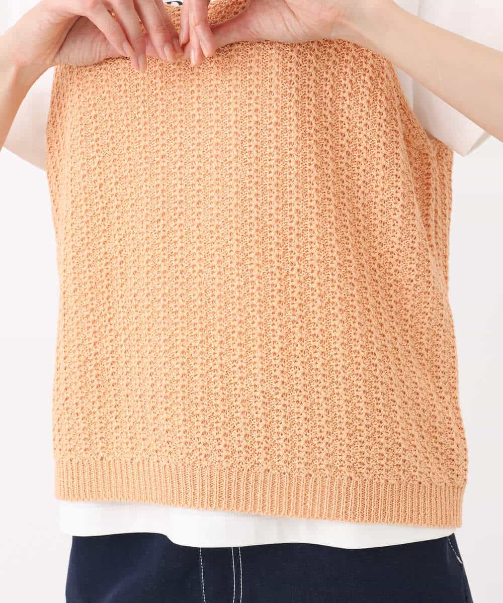 FKFHA50080 MK MICHEL KLEIN(MK ミッシェルクラン) タック編みタンクトップニット/洗える オレンジピーチ