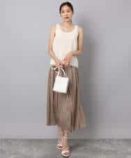 FKFHA50080 MK MICHEL KLEIN(MK ミッシェルクラン) タック編みタンクトップニット/洗える オレンジピーチ