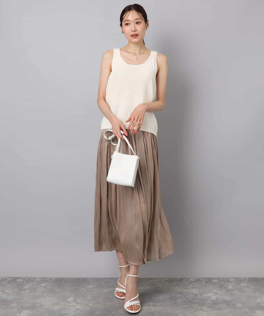 FKFHA50080 MK MICHEL KLEIN(MK ミッシェルクラン) タック編みタンクトップニット/洗える オレンジピーチ