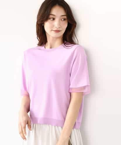 FKFHA52120 MK MICHEL KLEIN 袖シアークロップドニット/接触冷感/UVカット/洗える