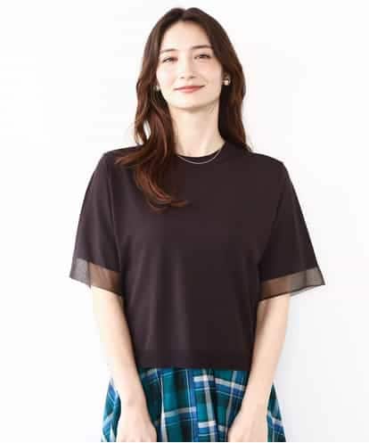 FKFHA52120 MK MICHEL KLEIN 袖シアークロップドニット/接触冷感/UVカット/洗える