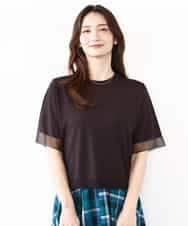 FKFHA52120 MK MICHEL KLEIN(MK ミッシェルクラン) 袖シアークロップドニット/接触冷感/UVカット/洗える ブラウン