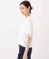FKFHA52120 MK MICHEL KLEIN(MK ミッシェルクラン) 袖シアークロップドニット/接触冷感/UVカット/洗える ホワイト