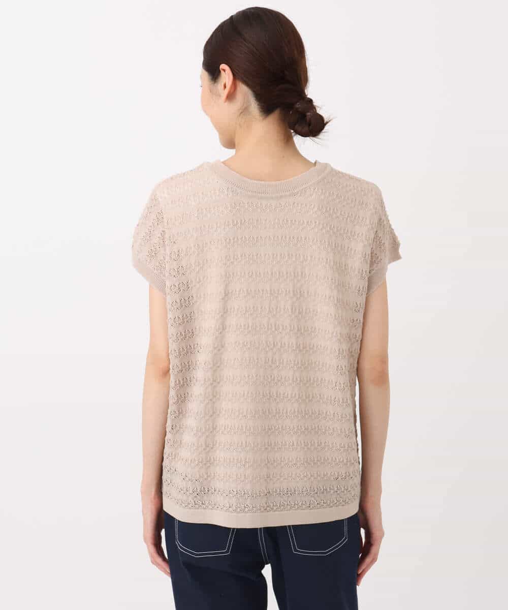 FKFHA56150 MK MICHEL KLEIN(MK ミッシェルクラン) ボーダー透かし編みニット×タンクトップ/洗える ベージュ