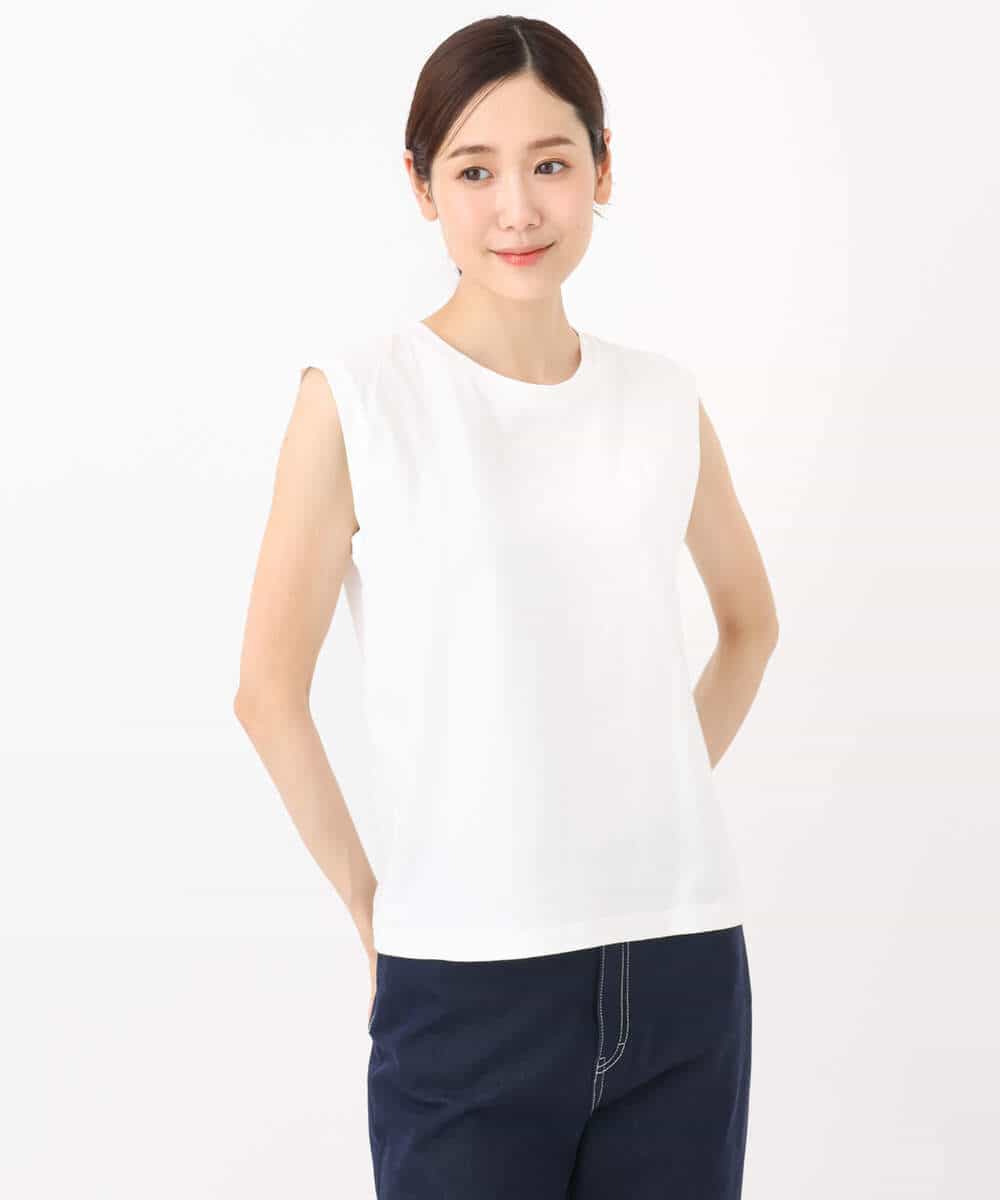 FKFHA56150 MK MICHEL KLEIN(MK ミッシェルクラン) ボーダー透かし編みニット×タンクトップ/洗える ベージュ
