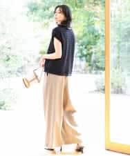 FKFHA56150 MK MICHEL KLEIN(MK ミッシェルクラン) ボーダー透かし編みニット×タンクトップ/洗える ベージュ