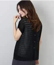 FKFHA56150 MK MICHEL KLEIN(MK ミッシェルクラン) ボーダー透かし編みニット×タンクトップ/洗える ブラック